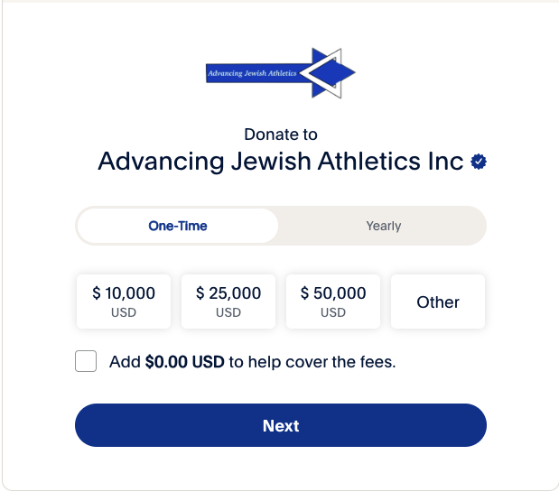PayPal - Advancing Jewish Athletics 501(c)(3)